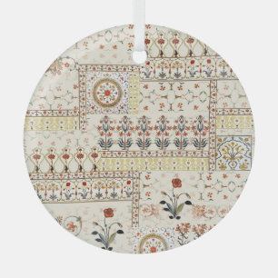 Mughal Floral Paisley: Ethnic Digital Elegance. Glass Tree Decoration