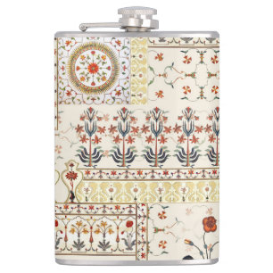 Mughal Floral Paisley: Ethnic Digital Elegance. Hip Flask