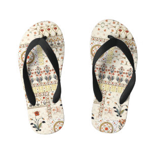 Mughal Floral Paisley: Ethnic Digital Elegance. Kid's Flip Flops
