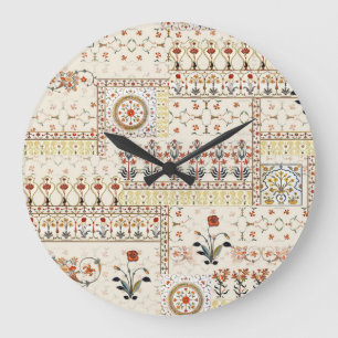Mughal Floral Paisley: Ethnic Digital Elegance. Large Clock