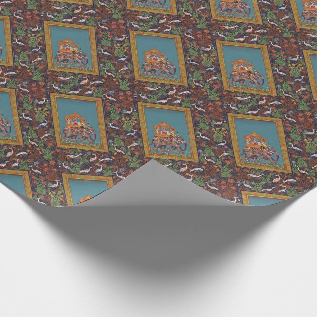 Mughal Indian India Islam Persian Persia Elephant Wrapping Paper (Corner)