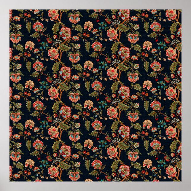 mughal motif ornament pattern multi color backgrou poster (Front)