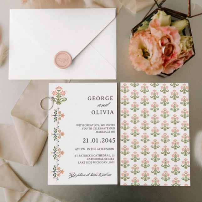 Mughal Natural Motif Indian Wedding Invitation (Creator Uploaded)