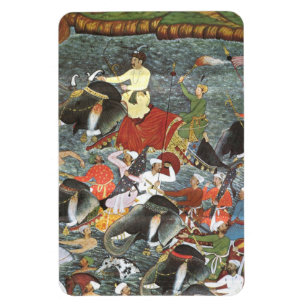 Mughal School's Emperor Akbar River Ganges Magnet
