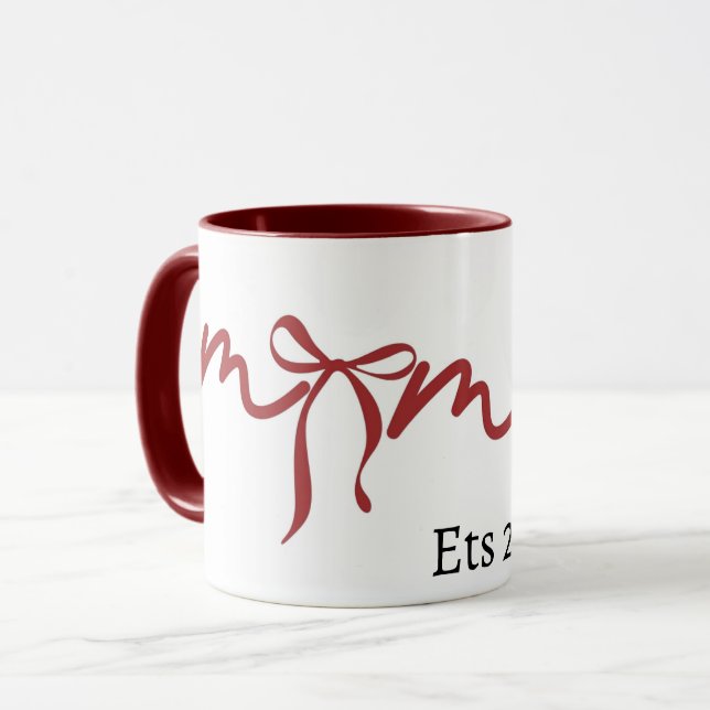 MugMama Bow Mug 2026 Cute Gift for Mom Minimalist  (Front Left)