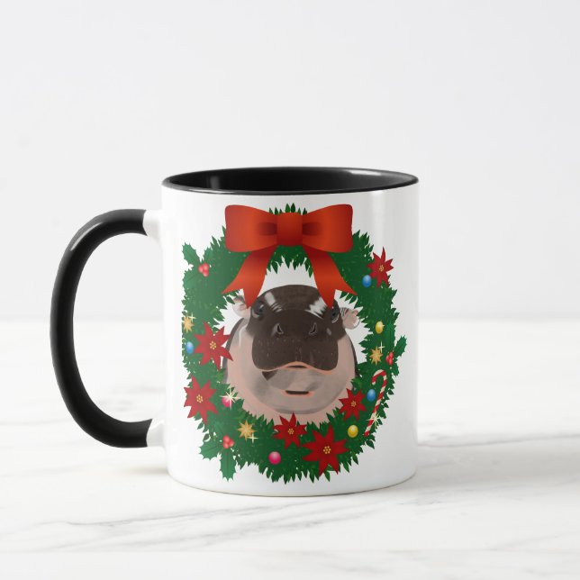 Mugs Moo Deng Merry Christmas. (Left)