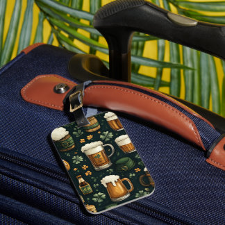 MUGS OF GREEN AND AMBER BEER LUGGAGE TAG