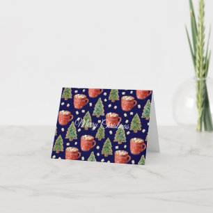 Mugs Of Hot Cocoa And Christmas Tree Cookies Holiday Card