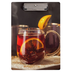 Mugs of mulled wine, hot winter drink clipboard