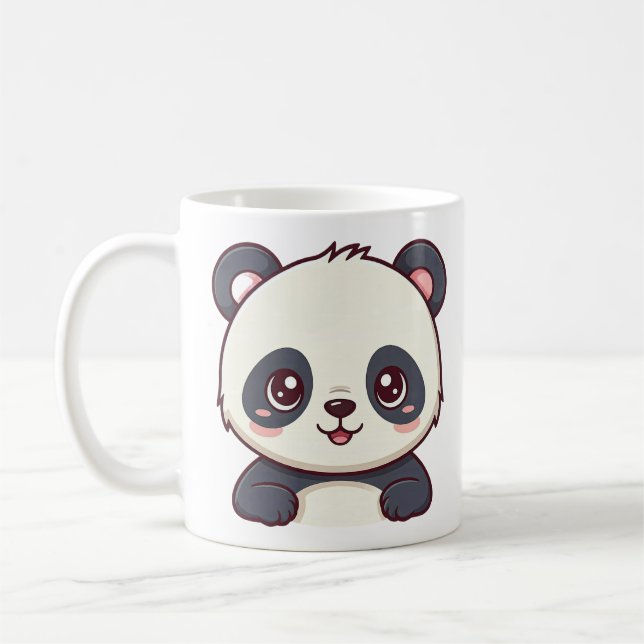 mugs with cute cartoon style kawaii baby panda (Left)