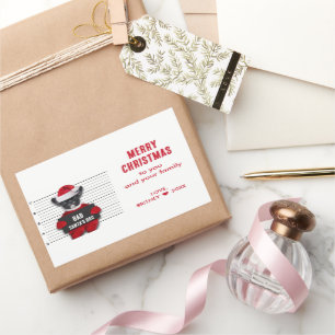 Mugshot Bad Santa's Dog Funny Christmas Rectangular Sticker