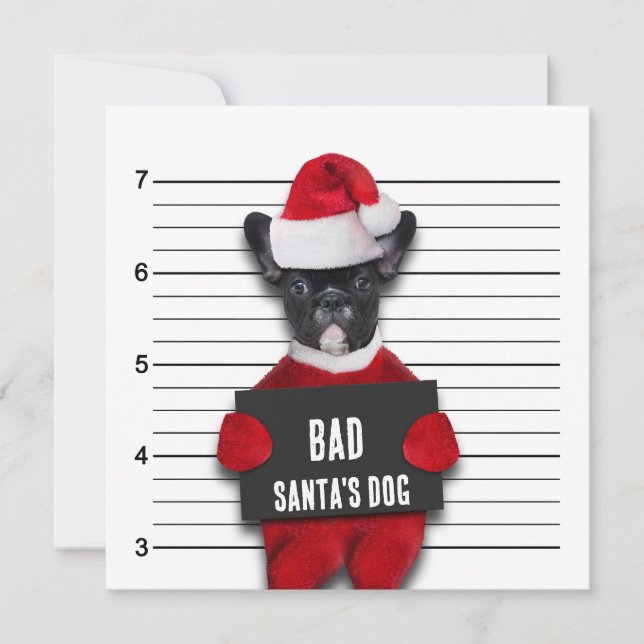 Mugshot Bad Santa's Funny Dog Christmas Invitation (Front)