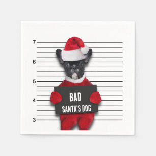 Mugshot Bad Santa's Funny Dog Christmas Napkin