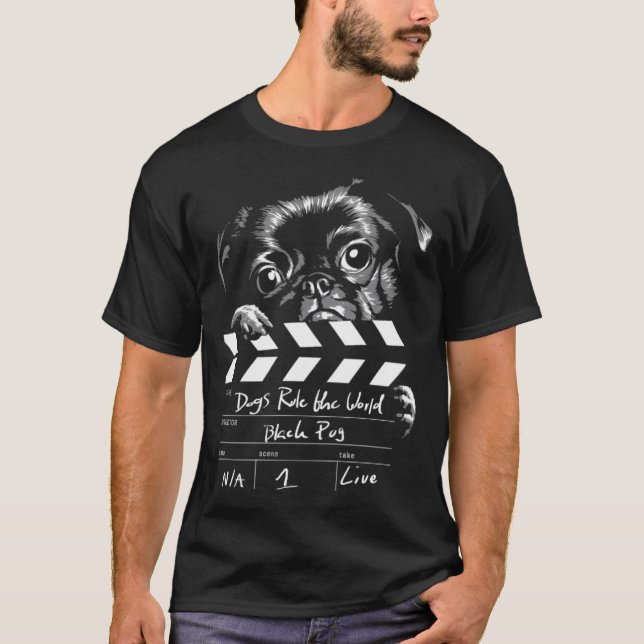 mugshot black pug T-Shirt (Front)
