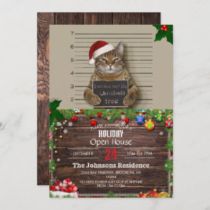 Mugshot Cat Christmas         Invitation