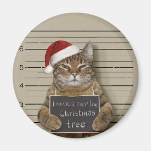 Mugshot Cat Christmas Magnet