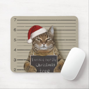Mugshot Cat Christmas Mouse Mat