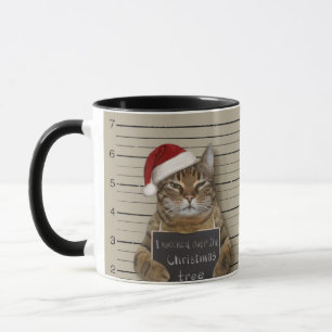 Mugshot Cat Christmas Mug