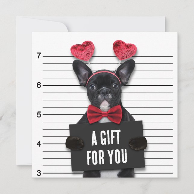 Mugshot Guilty Love Dog Valentine's Day Gift Card (Front)