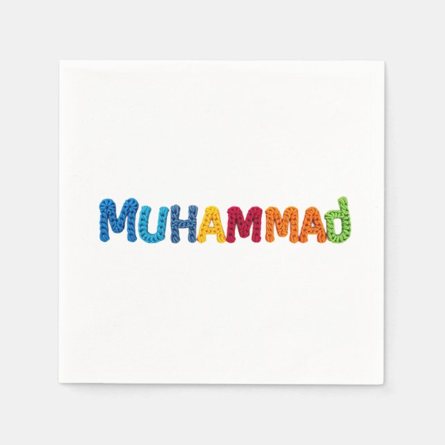 MUHAMMAD Name in Vibrant Crochet Pattern Napkin (Front)