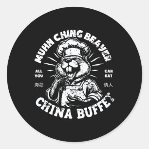 Muhn Ching Beaver Dirty Raunchy Adult Humour Tee M Classic Round Sticker