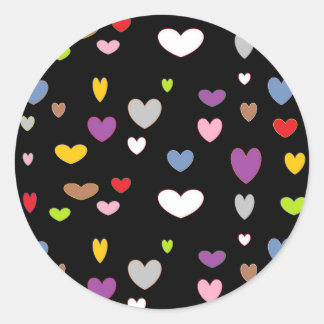 Muilty Coloured Hearts Classic Round Sticker