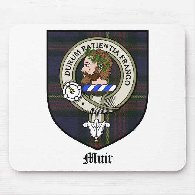 Muir Clan Crest Badge Tartan Mouse Mat (Front)