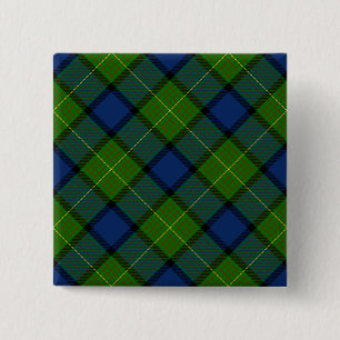 Muir Moore tartan green blue plaid 15 Cm Square Badge