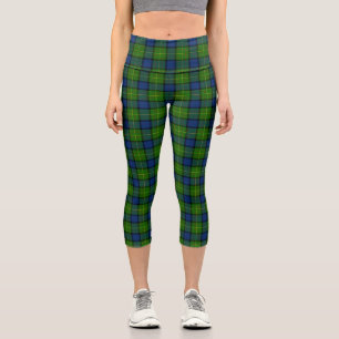 Muir Moore tartan green blue plaid Capri Leggings
