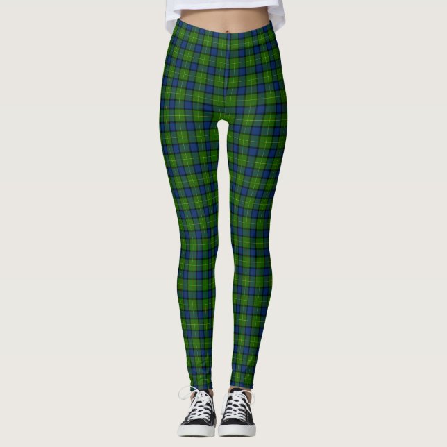 Muir Moore tartan green blue plaid Leggings (Front)