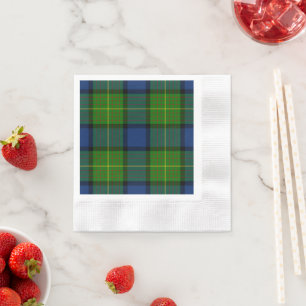 Muir Moore tartan green blue plaid Napkin