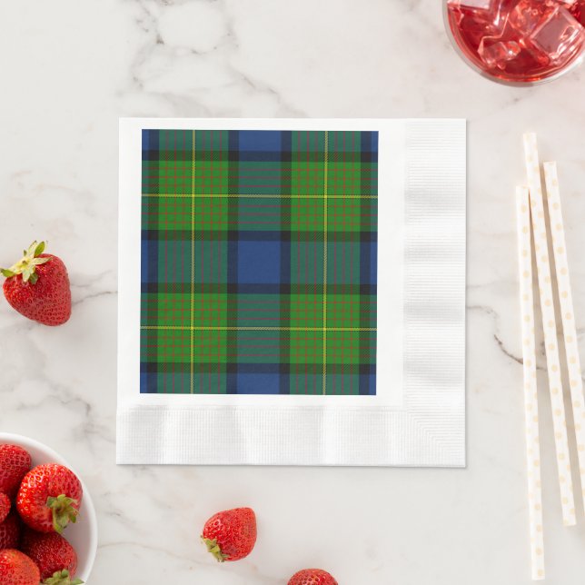 Muir Moore tartan green blue plaid Napkin (Insitu)