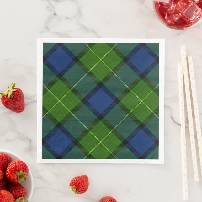 Muir Moore tartan green blue plaid Napkin (Insitu)