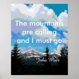 Muir quote poster original nature mountain art