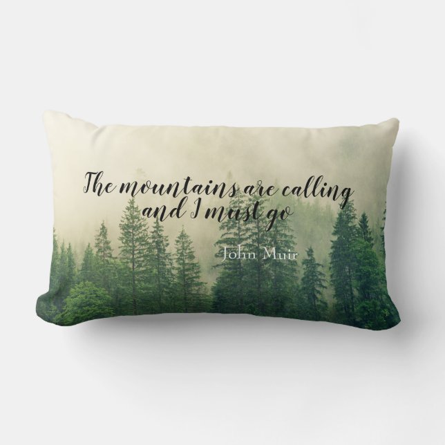Muir quote throw pillow mountain landscape art (Front)