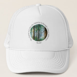 Muir Quote Watercolor Forest Trucker Hat