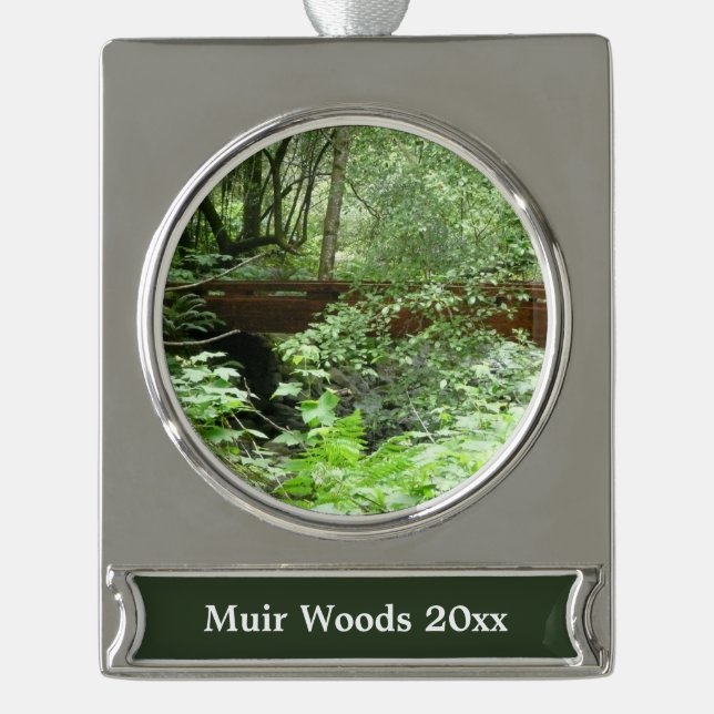 Muir Woods Bridge I Silver Plated Banner Ornament (Front)