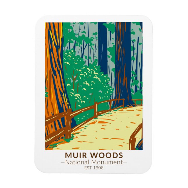 Muir Woods National Monument California Vintage Magnet (Vertical)