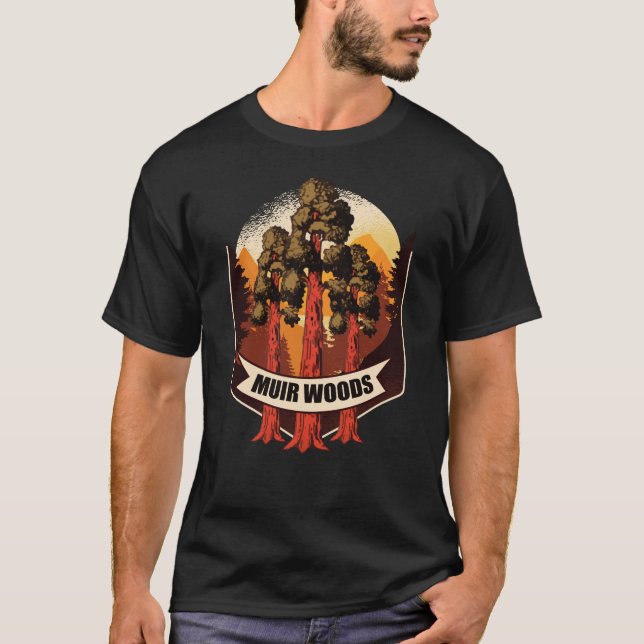 Muir Woods National Park California Retro Art T-Shirt (Front)