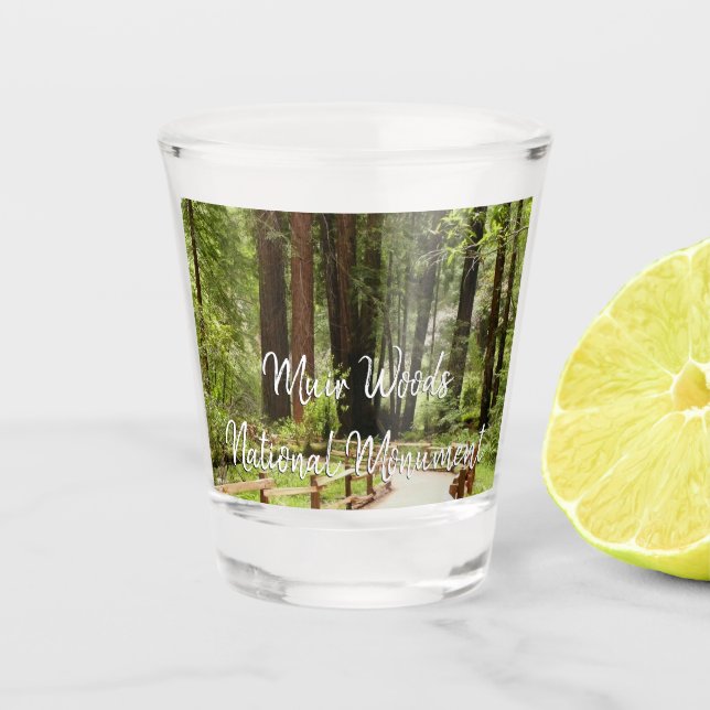 Muir Woods Path I Nature Photography Shot Glass (Front)