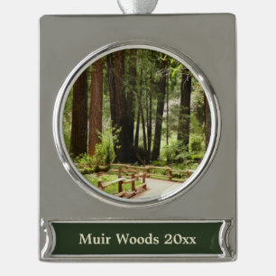 Muir Woods Path I Nature Photography Silver Plated Banner Ornament