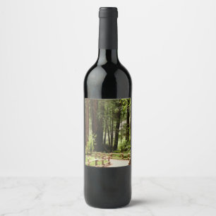 Muir Woods Path I Nature Photography Wine Label