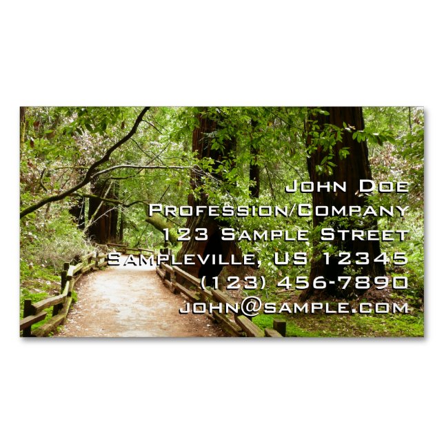 Muir Woods Path II Nature Photography Magnetic Business Card (Front)