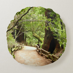 Muir Woods Path II Nature Photography Round Cushion