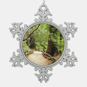 Muir Woods Path II Nature Photography Snowflake Pewter Christmas Ornament