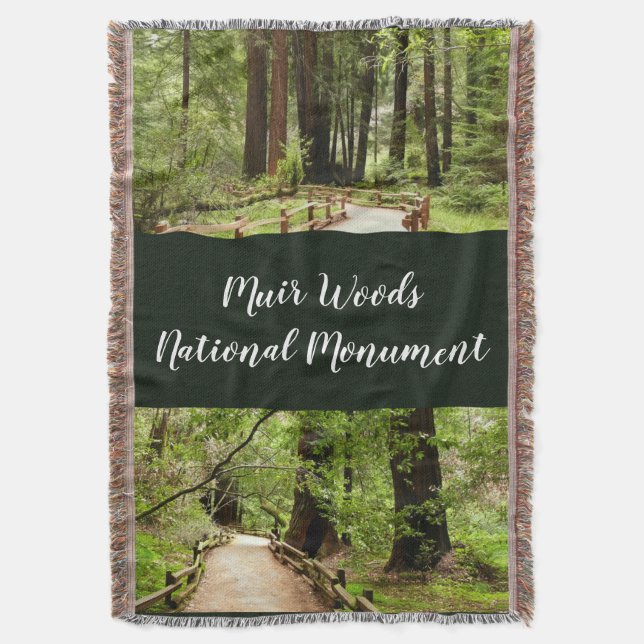 Muir Woods Path II Nature Photography Throw Blanket (Front Vertical)