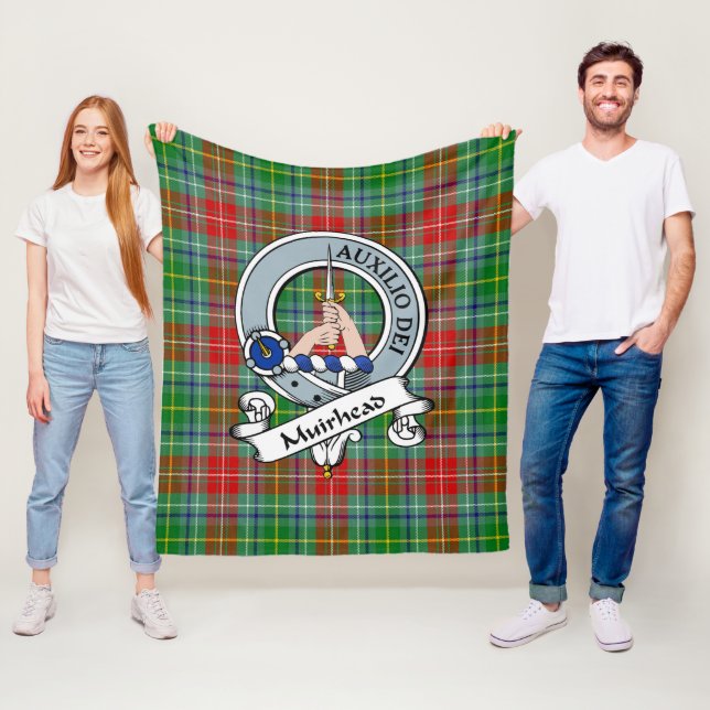 Muirhead Clan Badge Tartan Plaid Fleece Blanket (In Situ)