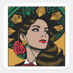 Mujer Mariachi Mexicana Hispanic Heritage Stickers