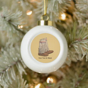 Mukluks Ceramic Ball Christmas Ornament