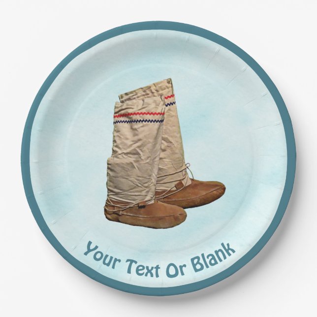 Mukluks On Snow Paper Plate (Front)